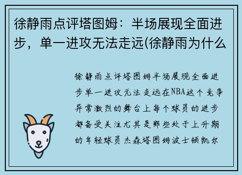徐静雨点评塔图姆：半场展现全面进步，单一进攻无法走远(徐静雨为什么吹塔图姆)